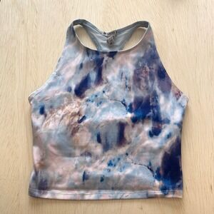 Forever 21 Sports Blue Watercolor Crop Tank Top Size S